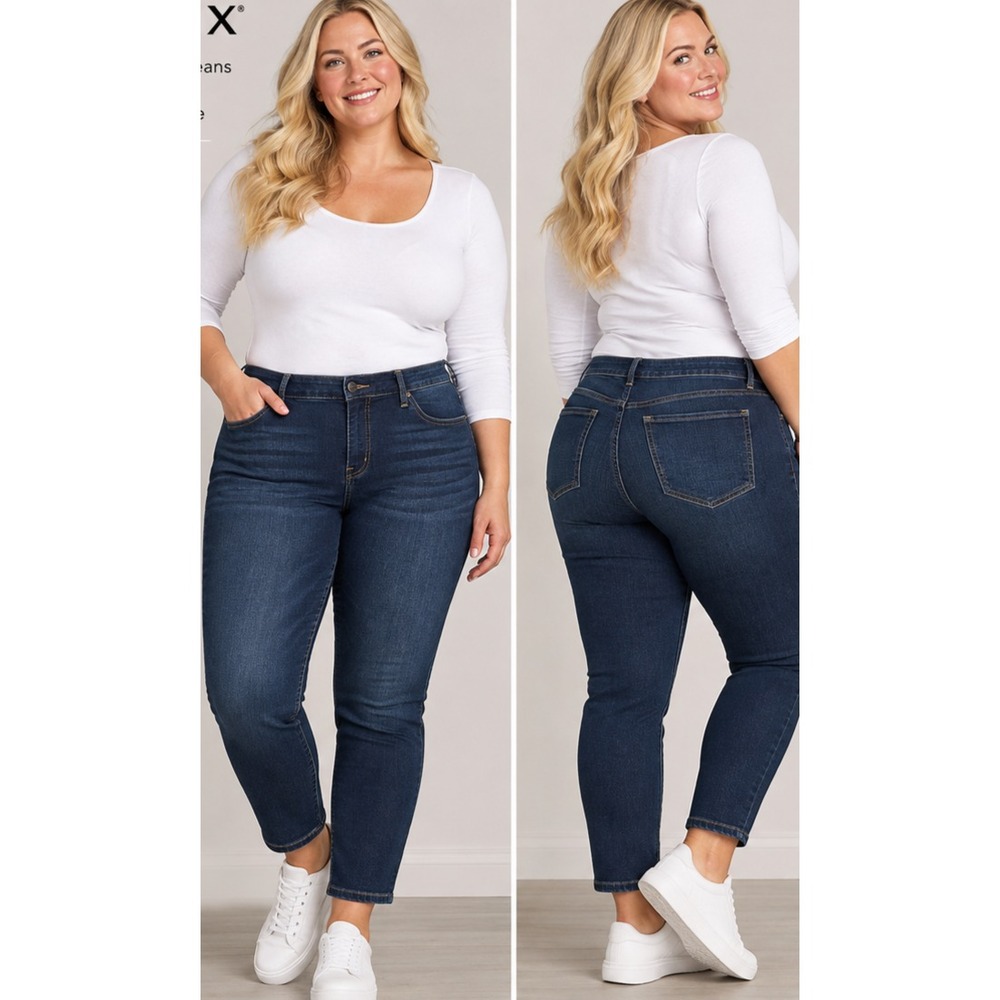 SPANX Ankle Skinny Jeans Petite 3X NWT Dark Wash High Rise Stretch Denim Y2k